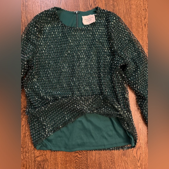 Hyacinth House Gemma Blouse Small – Green Sequin Beaded Top, party, holiday - Picture 9 of 9